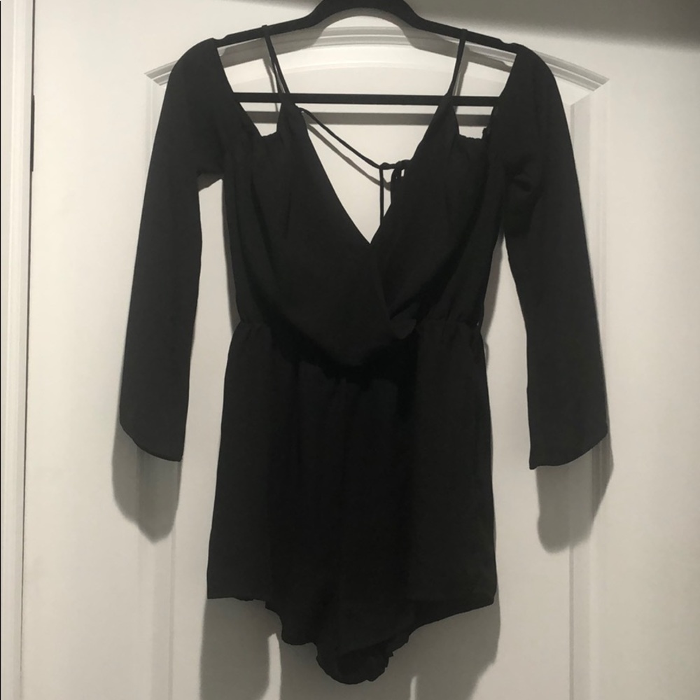 Black Cold Shoulder Romper - Small